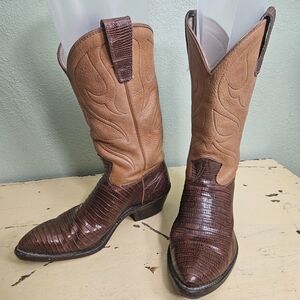 Men's Stewart Boot Co. Lizard Brown Leather Western Boots